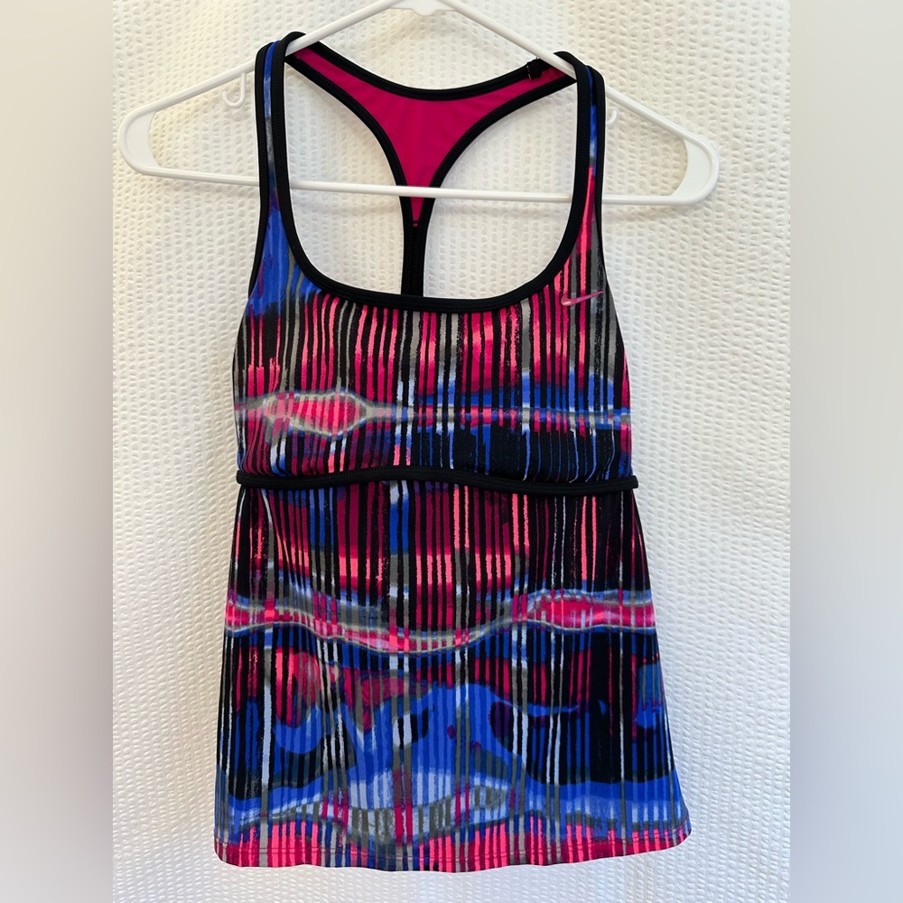 Nike Electrify Women’s Black Blue Pink Swim Tankini Top Size: Medium